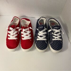 Jellypop Dallas Sneakers Women’s Size 7 Blue Polka Dots Red Fabric Comfort Shoes